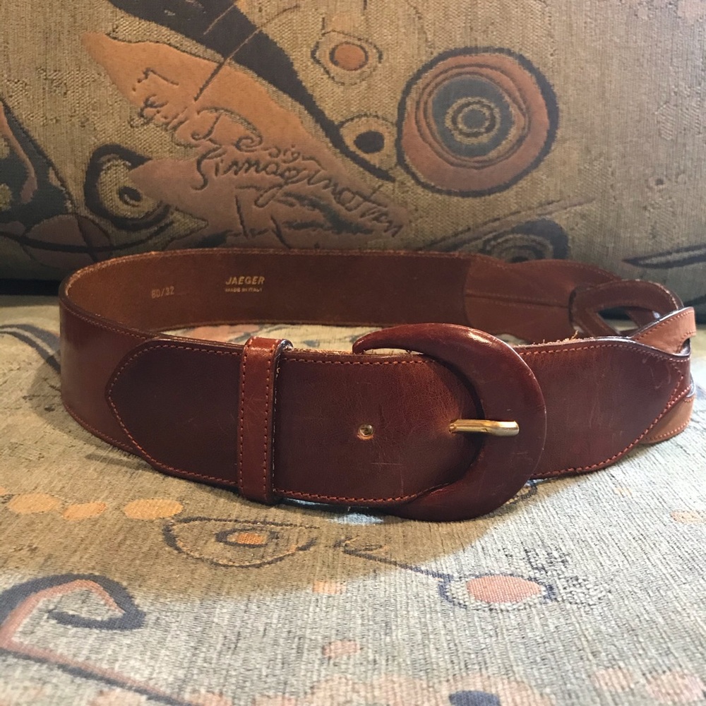 ——-SOLD————JAEGER LEATHER BELT MADE IN ITALY - Picture 3 of 9